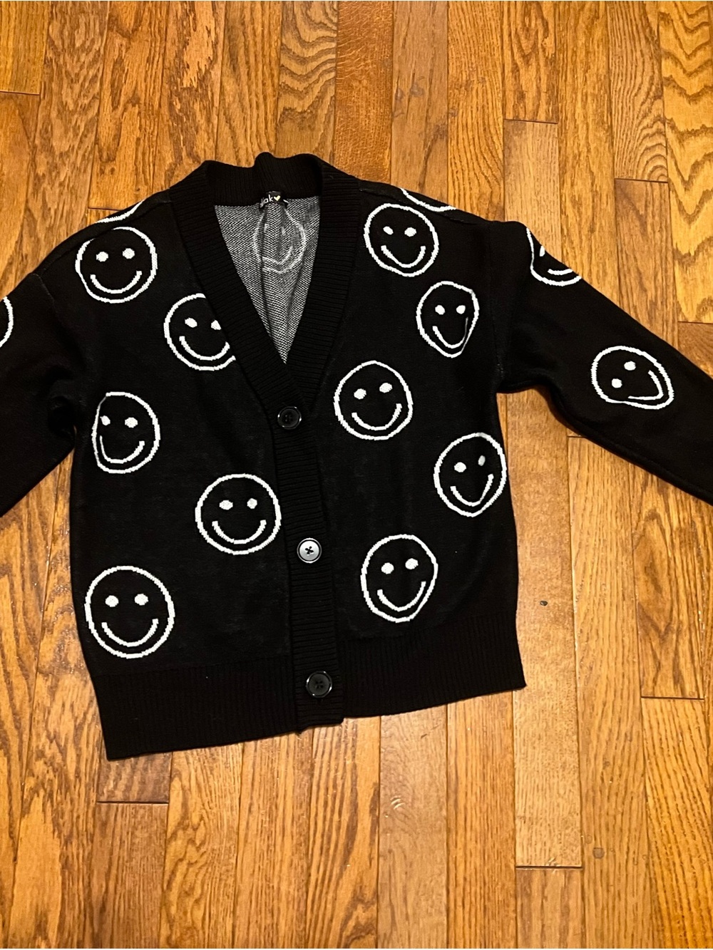 Black Smiley Cardigan Sweater